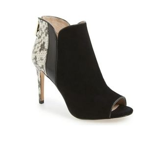 Louise Et Cie Snakeskin Peep Toe Booties